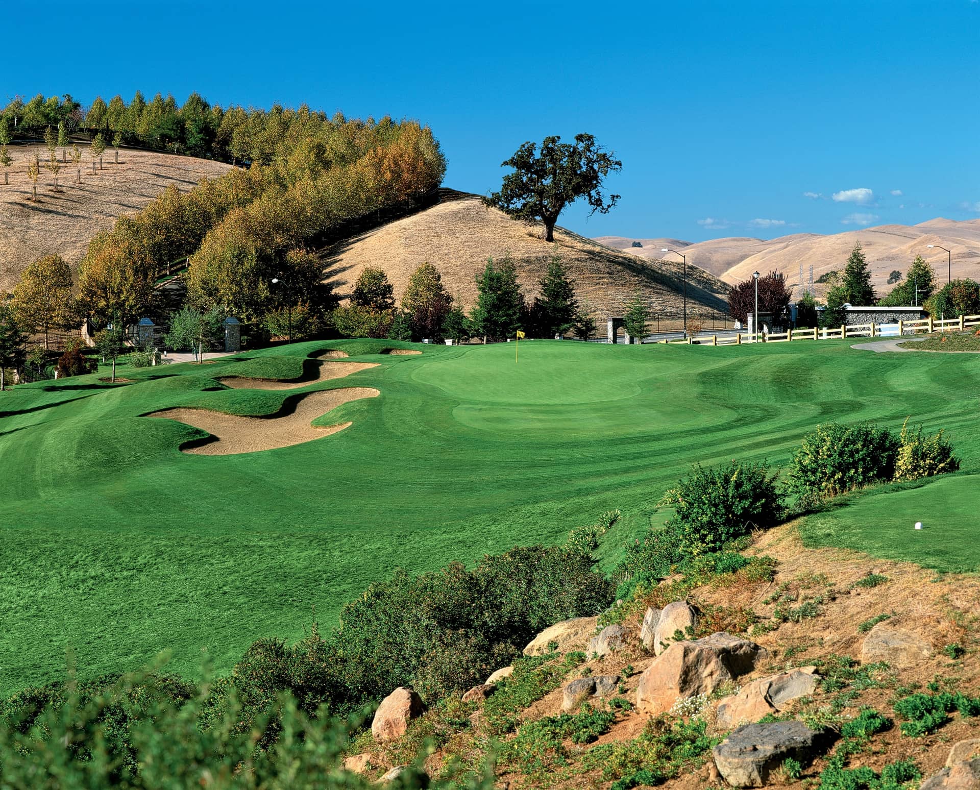 Course scenery at Oakhurst Country Club, Clayton, CA, showing well-guarded greens and natural wetlands. Photo courtesy of Oakhurst Country Club (oakhurstcc.com).
