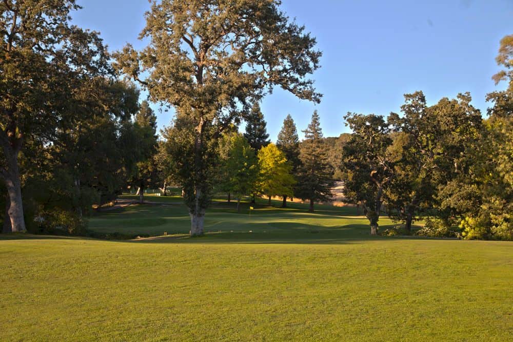 Scenic view of the 1st green at Bennett Valley Golf Course, Santa Rosa, CA. Photo credit: Courtesy of Bennett Valley Golf Course (via GolfPass).