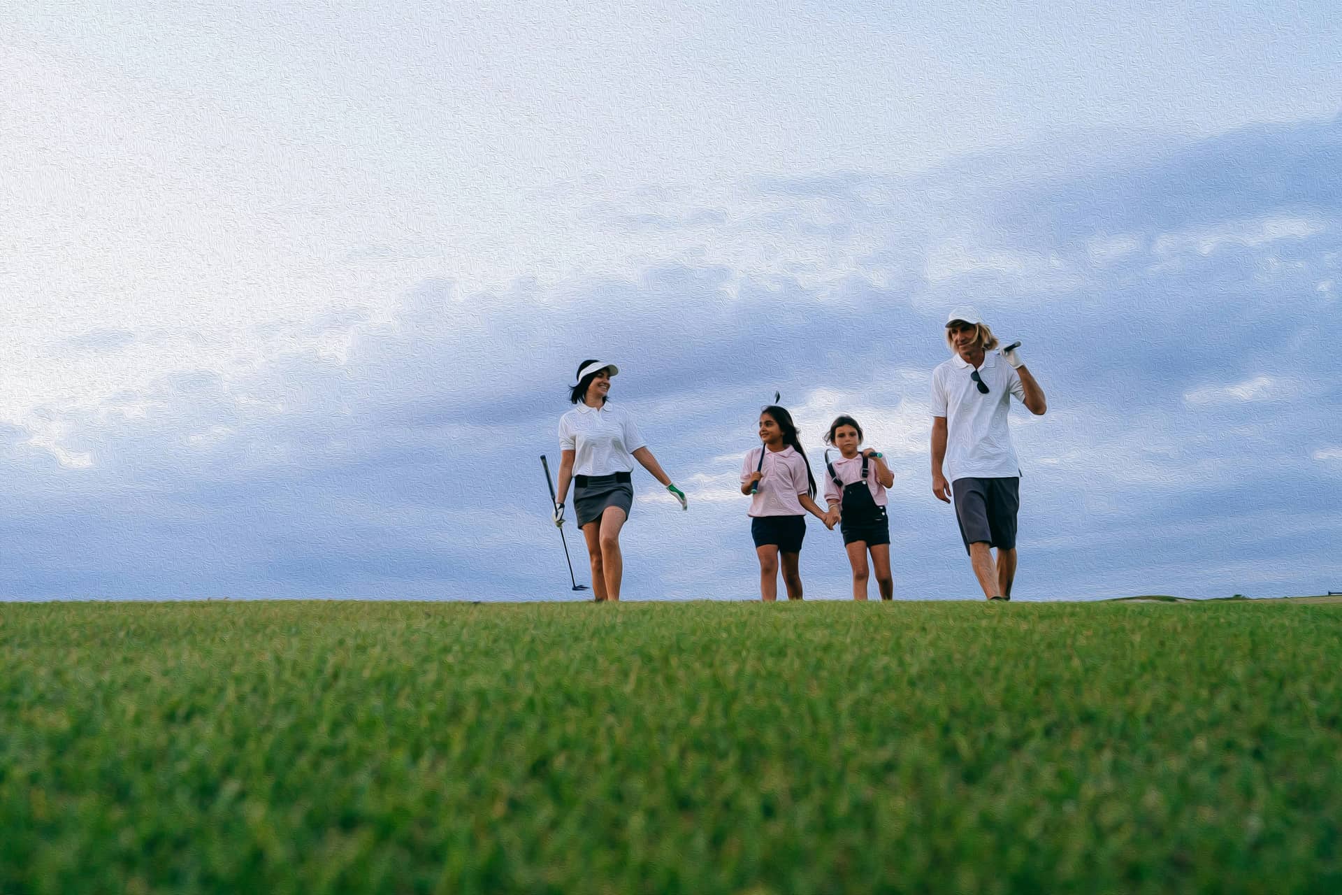 A family on the fairway at Eagle Ridge Golf Club, Gilroy, California. Photo courtesy of Eagle Ridge Golf Club official site.
