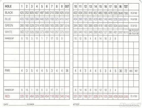 CordeValle Golf Club scorecard