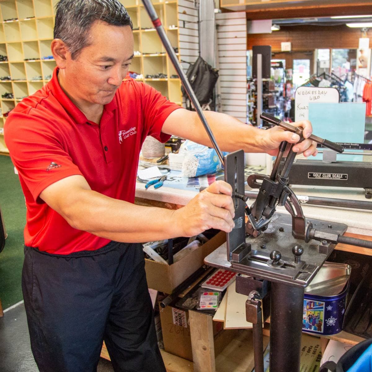 Custom fitting area at Pruneridge Golf Club.