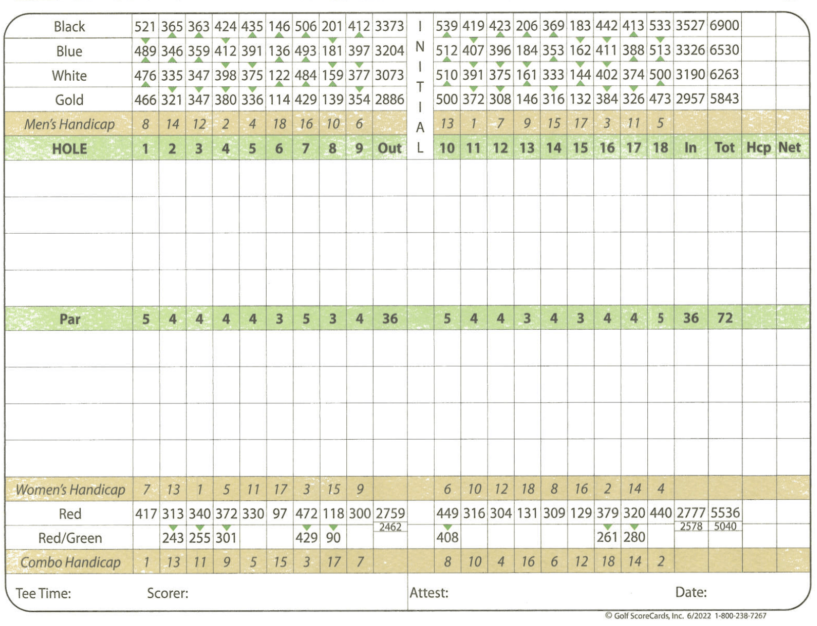 Almaden Golf & Country Club scorecard